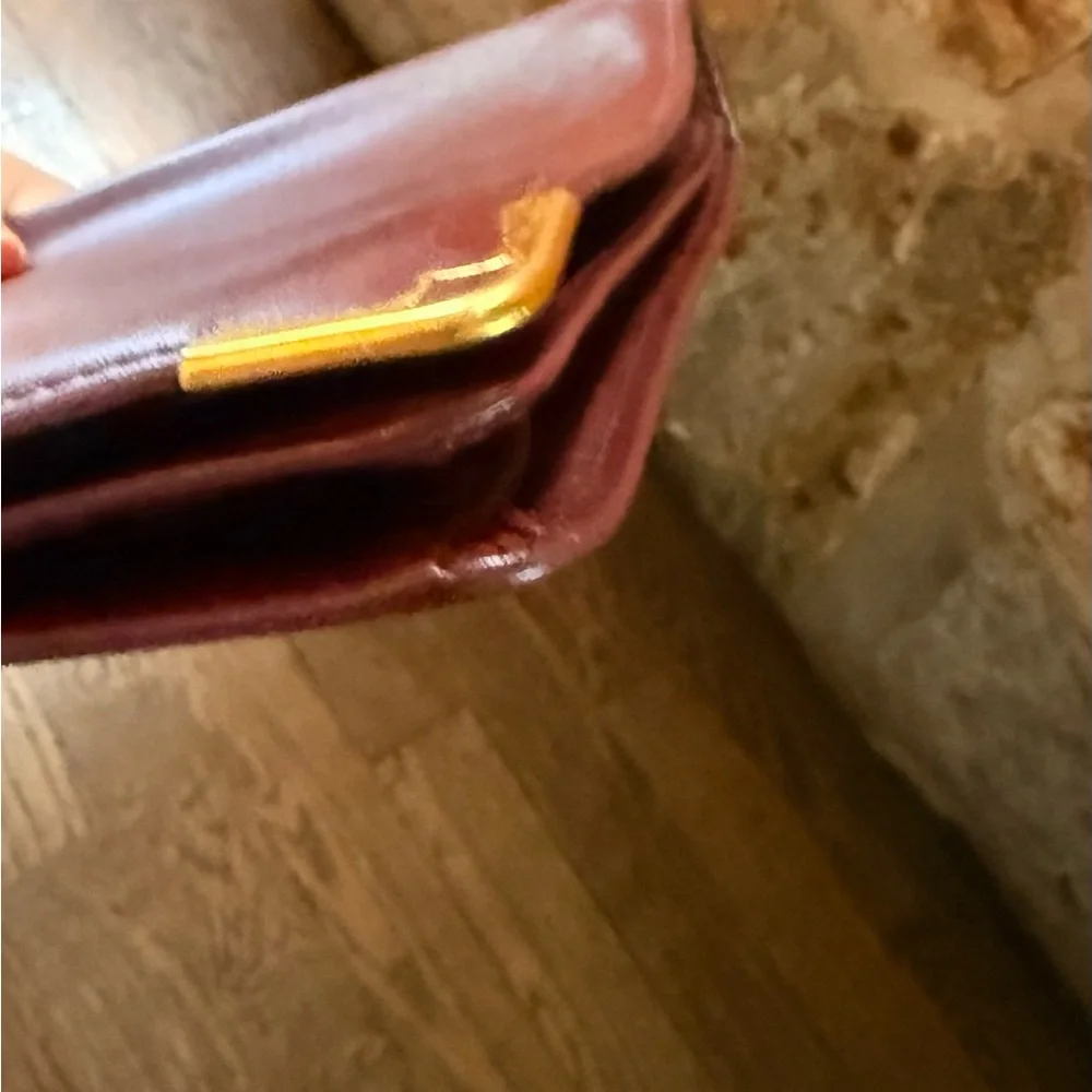 Authentic Cartier Burgundy Leather Clutch with Gold Accents - Picture 14 of 17